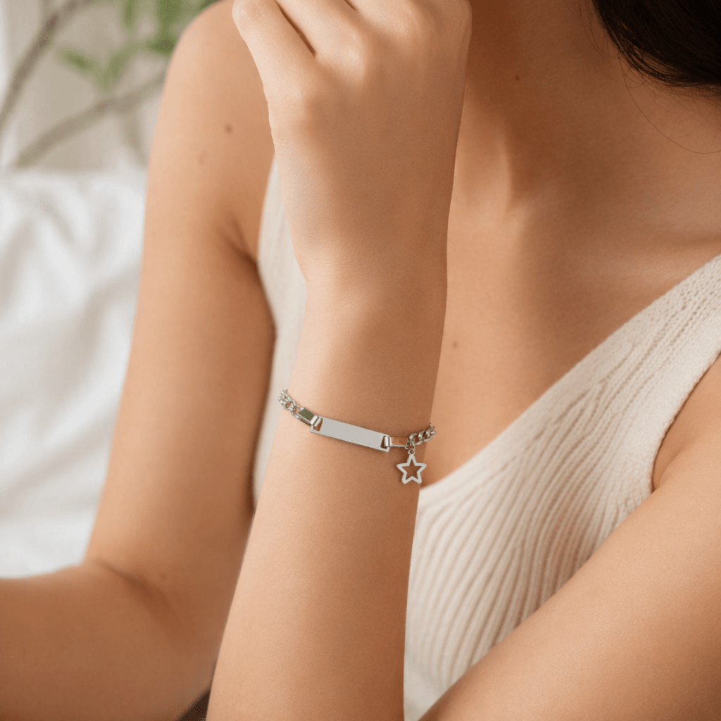 Summer Vacation Rectangle Bar Star Charm Bracelet